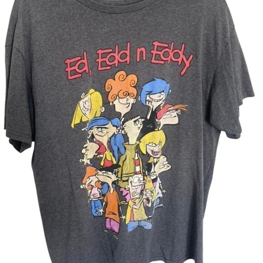 Ed Edd n Eddy grey cotton‎ graphic t-shirt kidcore size Large